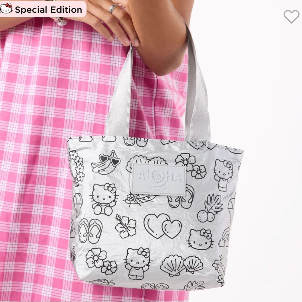 ALOHA x Hello Kitty Mini Day Tripper Tote, silver/black, NWT - Picture 2 of 8
